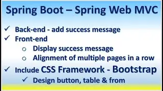 Spring Boot – Spring Web MVC - Front-end - displaying the success message, CSS Framework - Bootstrap
