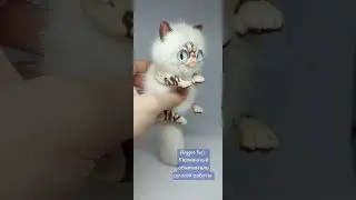 Hugger toy's Карманные обниматели ручной работы. Котик из полимерной глины и искусственного меха