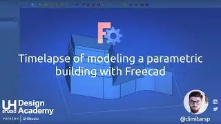 Timelapse of creating a parametric building massing with Freecad
