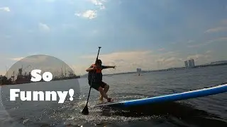 The funniest SUP beginner! | ft Qi Shaoye | Stand-up paddling Singapore