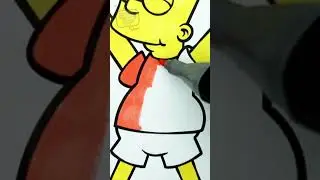 Bart Simpson Stretching / Oddly Satisfying Speed Coloring Page with Marker Pen