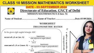 DOE Class 10 Mission Mathematics Worksheet | 03 September 2024