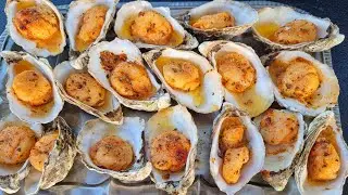 Гребешки в ракушках на гриле