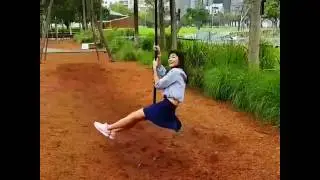 Playing Flying Fox in Sydney Park