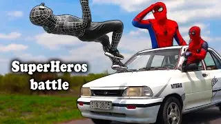 SUPERHEROS EPIC BATTLE | Spider-man, Venom Destroying Deadpool's Car | Comedy Funny Video