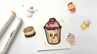 Как рисовать пирожное / ПИРОЖНОЕ с кавайными глазками  / кавайные  сладости