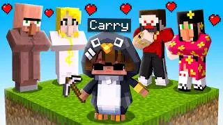 Becoming GUGUGAGA PENGUIN in ONE BLOCK to TROLL my FRIENDS!