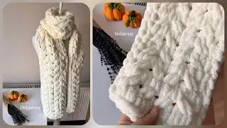 ŞİŞ YOK TIĞ YOK 💕 ALİZE PUFFY İPTEN BURÇAK MODELİ ATKI YAPIMI / PUFFY BATTANİYE YAPIMI