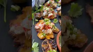 Grilled Lobster Tails with Tostones #lobster #tostones #grilling #recipe