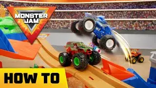 Jump over Monster Jam trucks with booster power! Here’s how to assemble the Supercharge Speedway!