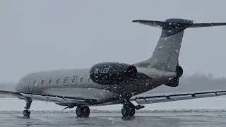 Zimowy spotting na EPRZ OE-LEO - Gulfstream G650