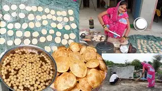 दो-चार से क्या होगा 🌺गेहूं के आटे से बनाई ढेर सारी पानी पूरी🌕aata Pani puri full recipe ll Village