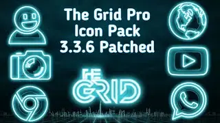 The Grid Pro – Icon Pack 3.3.6 Patched_neon/teal /rendering 3D