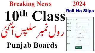 10th Class Roll No Slips 2024 Upload Boards | Matric Roll No Slips 2024 Punjab Boards