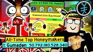 Playing With *WORLD* NO 1 GUMADEN For DIAMOND STICK BUG AMULET! | Roblox Bee Swarm Simulator