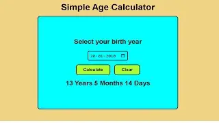 Simple age calculator project in html css and javascript in Hindi | with source code