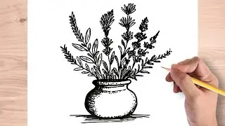 How to draw Flowers Vase