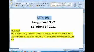 MTH 501 Assignment No 2 Solution Fall 2021||2020||-With Solution File||VU||Virtual Universe