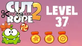 Cut the Rope 2 - Level 37 (3 stars, 49 fruits, 2 stars + don't use triggered ballons)