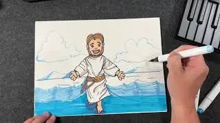 How To Draw Jesus Walking on the water | cartoon character
