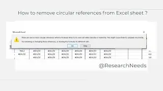 Excel error: How to remove Circular Reference Error?