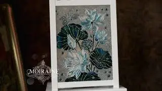 Фонарь-подсвечник "Голубой лотос". Витражная роспись