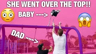 BABY GOES OVER SWING SET😱BABYSITTING GONE WRONG W/Tatum&Oakley | 7footvlogs