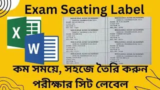 How to make exam hall seating label using ms word and excel | Make exam seat label by mail marge