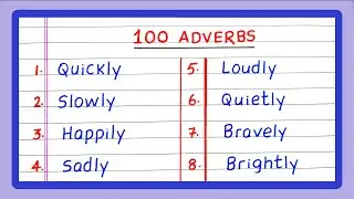 100 Adverbs | 100 Adverb Words | 100 Adverb List | Write 100 Adverbs