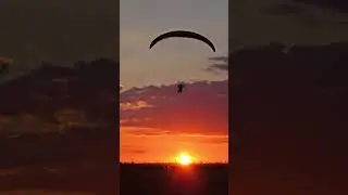 flying with paramotor on sunset in Sibiu