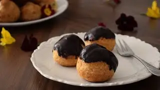 Classic Profiteroles w/ Pastry Cream & Chocolate Glaze