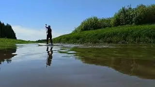 Первые испытания на воде новой SUP доски.