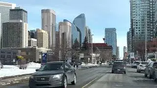 Driving around Calgary Downtown Alberta Canada
