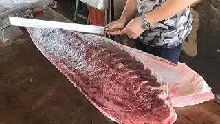 Amazing giant bluefin tuna cutting Skill - Knife cutting skills