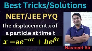The displacement `x` of a particle varies with time `t` as `x = ae^(-alpha t) + be^(beta t)` Where