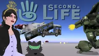Second Life 2015 - Pathfind Robot fight Vampire Girl & Wolf & Sex Ferrari and then destroys 12 buses