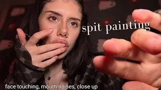 ASMR close up spit painting, mouth sounds and hand movements 😶‍🌫️ (for sleep)