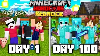 We Survived 100 Days in Bedrock Minecraft Hardcore... TRIOS!