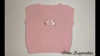 Vest knitted with knitting needles Knitted waistcoat with knitting needles for the girl h. 1