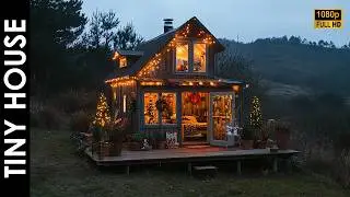 Enchanting tiny house with serene hillside views and Christmas-themed decorations