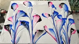 Flowers String Pull | How to Make Your Mother Smile (49) Fluid Art | Abstract Art | String Dip