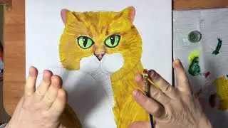 Как нарисовать КОТА и рыбу масляными красками 4 часть