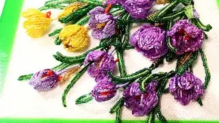 Крокусы из бисера Beaded crocuses Анонс к МК от Koshka2015 - цветы из бисера, бисероплетение, DIY