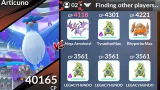 DUO Shadow Articuno Raid with Mega Aerodactyl in Pokemon GO.