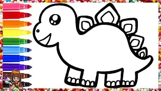 Drawing And Coloring A Cute Dinosaur 🦕🌈 Drawings For Kids