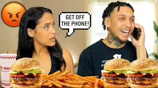 ON MY PHONE THE ENTIRE VIDEO PRANK MUKBANG *SHE GETS HEATED*