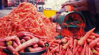 Amazing Carrots Cutting Hand Machine | Young boy cutting carrots roadside very fast | Street Food