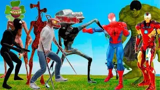 Best Siren Head level up boss VS Superheroes Incredible HULK, venom vs Backroom monsters vs chainsaw