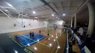 Floorball goalie scores a goal