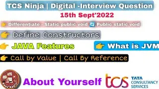 TCS Ninja & TCS Digital Interview Questions | IT,Non-IT Interview Questions| Tcs 15th Sept Interview